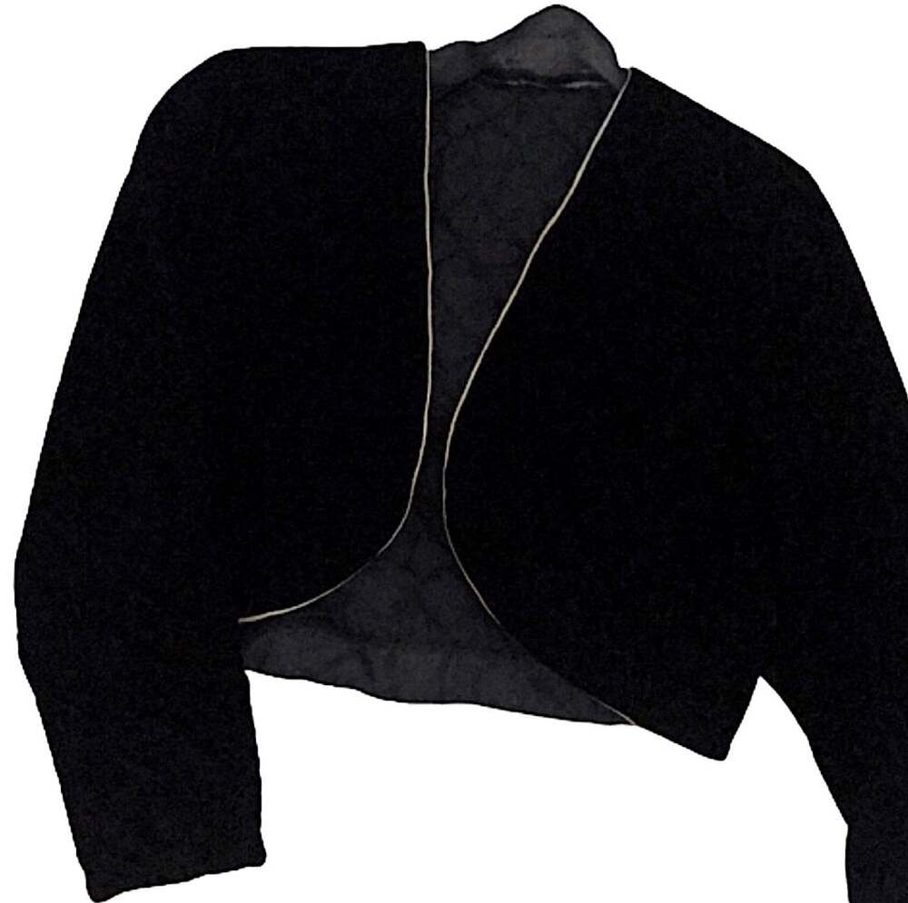 Vintage 90s y2k cropped black velvet and gold rope trim jacket